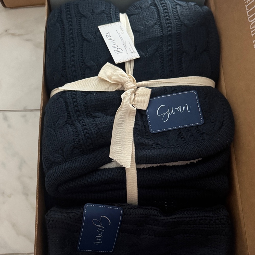 Cable Knit Blanket and pillowcase with monogram